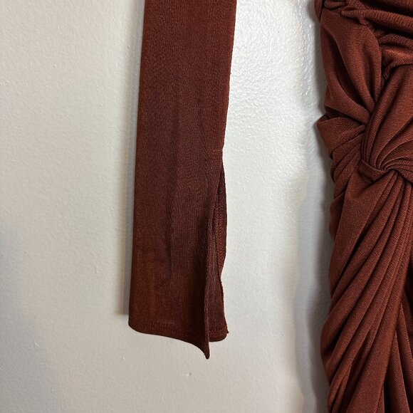 KATIE MAY Arya Twist Waist Asymmetric Neck Gown in Auburn Size Medium - Picture 7 of 12